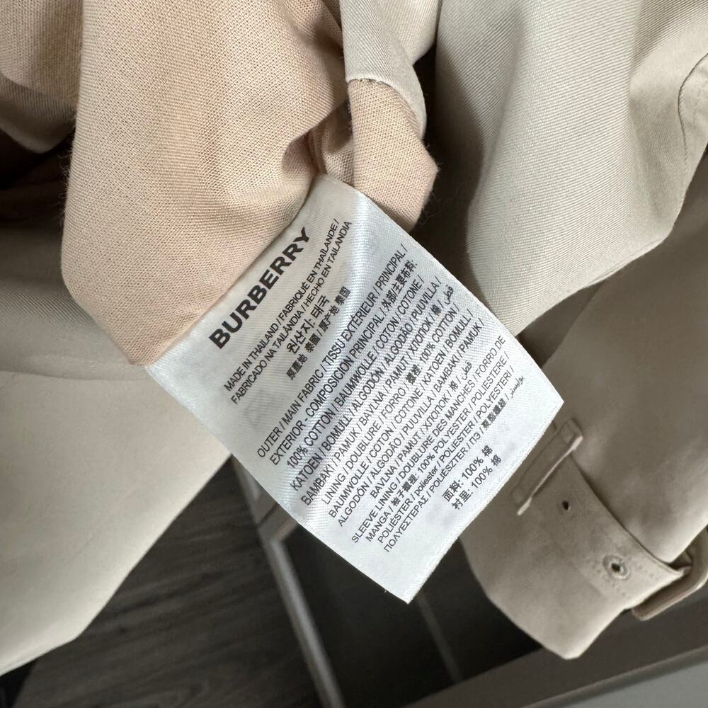 Burberry Double Breasted Stone Belted Trench Coat UK 8 NEW Hillington Nova Check - Picture 6 of 6